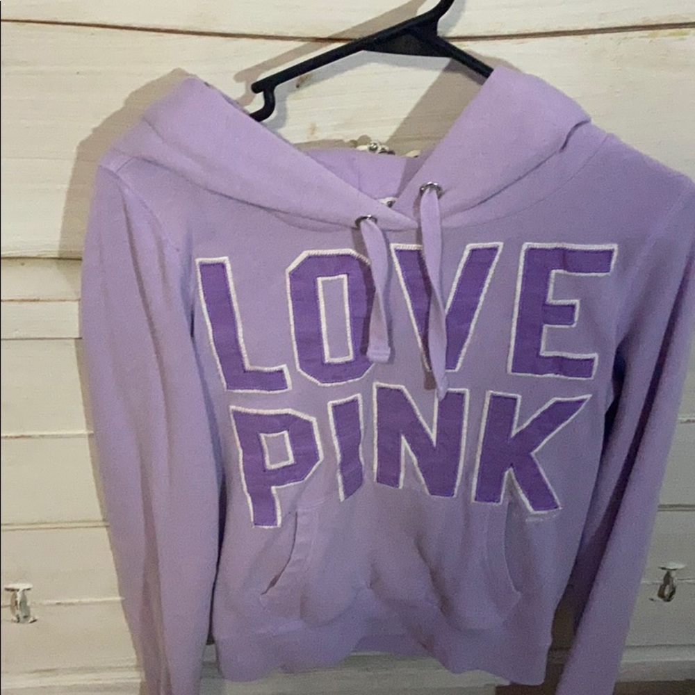 Light purple love pink hoodie.